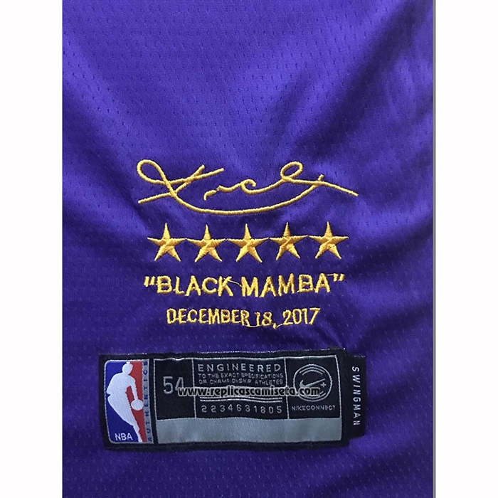 Camiseta Los Angeles Lakers Kobe Bryant #8 Retirement 2018 Violeta